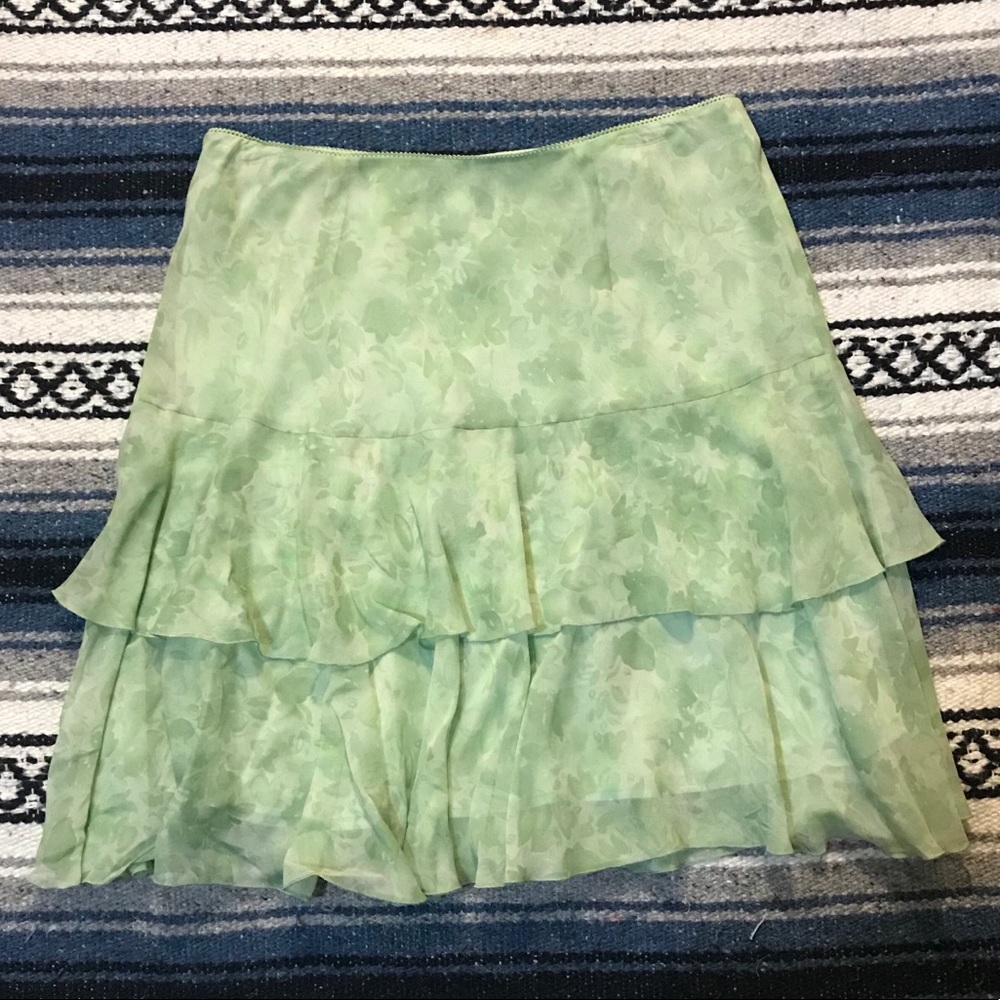 Petite Sophisticate - green floral skirt